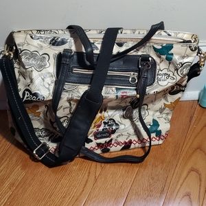 Sakroots Artist Circle White Peace Overnight Bag